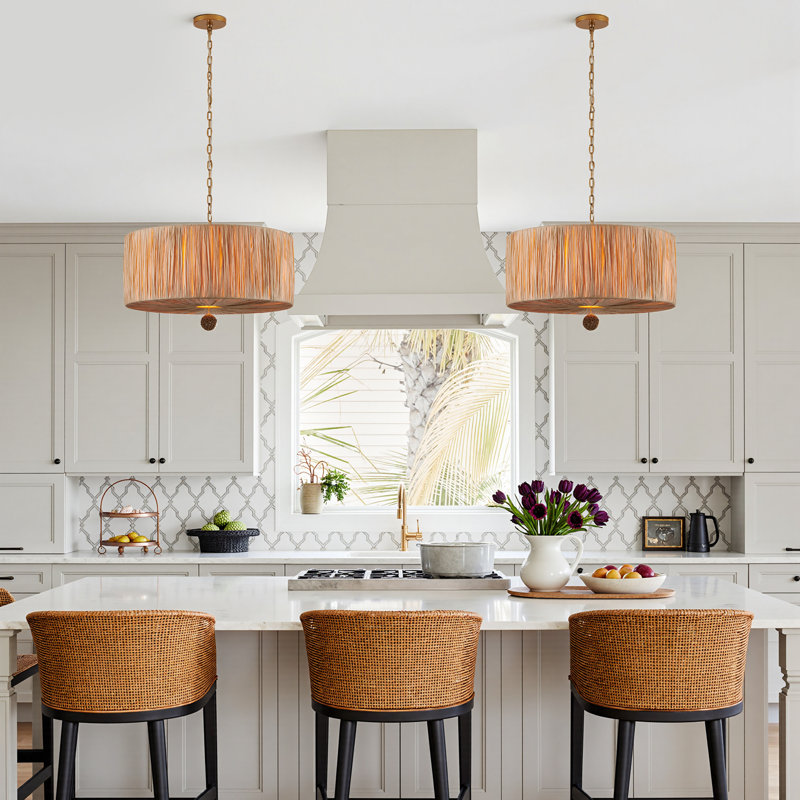 5-light Rattan Shade Pendant Light