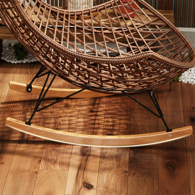 Chaise berçante moderne en rotin, Marron foncé