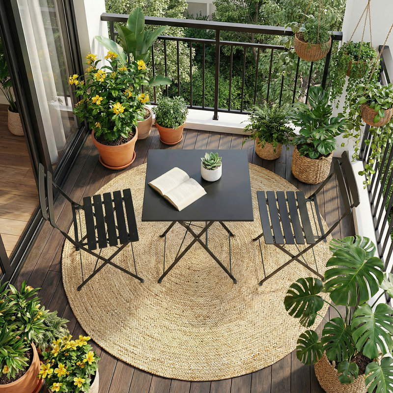 Patio Dining Set with, Black