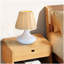 Lampe de table en bambou blanc tissé à intensité variable avec veilleuse avec base en fer et trois couleurs