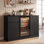  Armoire à café avec mini réfrigérateur et rangement pour le vin, buffet pour la cuisine et la salle à manger, l 55,1 po noir