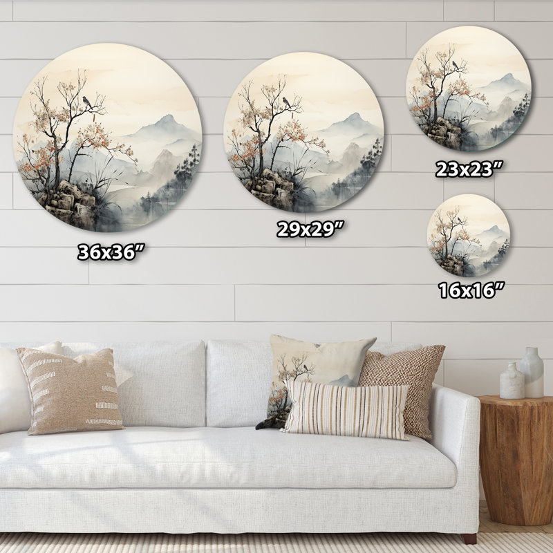 Art asiatique, oiseau Sumi Serenity, H 16 po x l 16 po