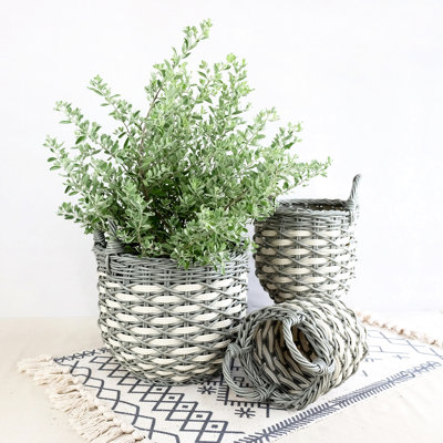 Rangement et panier à linge 3, gris et beige, organisent la maison, solide, finition lisse avec poignées pratiques à 3 poignées, multifonctionnel pour le rangement, la lessive et l'organisation, attrayant