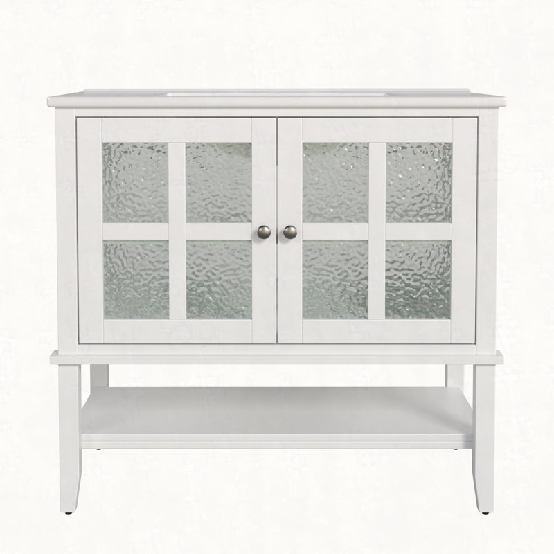 Meuble-lavabo 36 po avec lavabo en céramique, Blanc