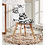 Greenough Fabric Upholstered Back Side Chair in Black/White | Solid Wooden Legs-844644871