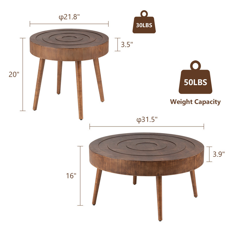 Ensemble de tables basses 2 pièces Bouthillier, Brun foncé