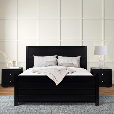 Ensemble de chambre avec lit plateforme et tête de lit à panneaux 3 pièces Caroline