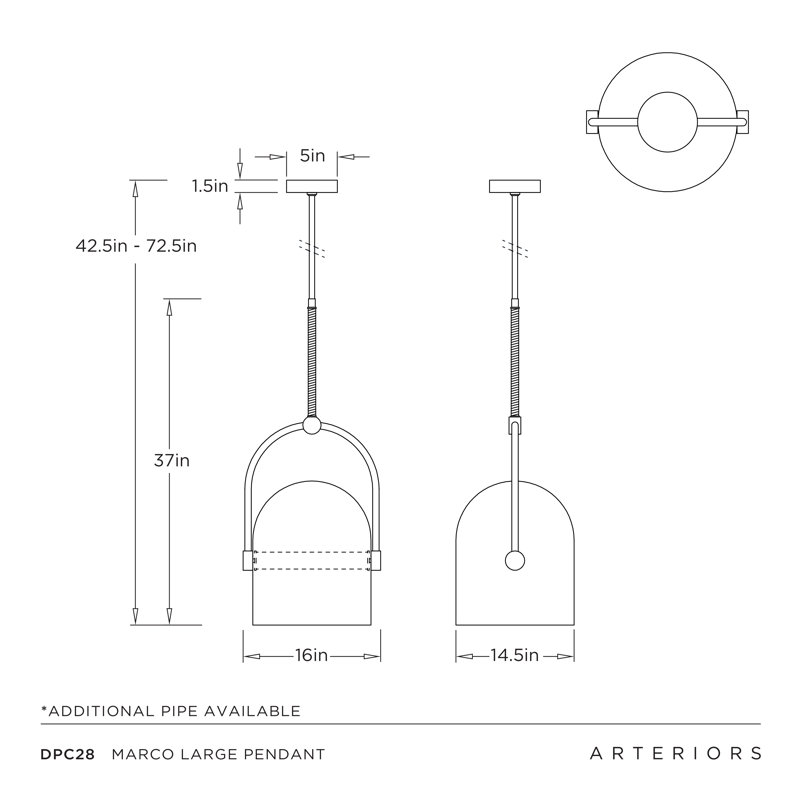 Marco Pendant, 37" H x 16" W x 14.5" D