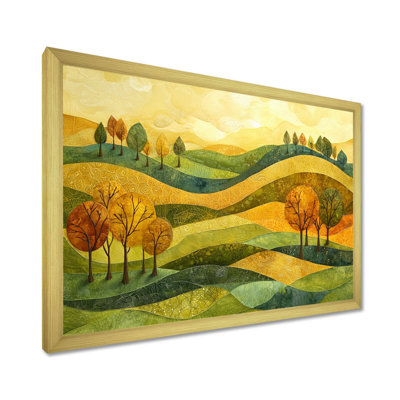 Paysage champêtre doré en automne II - campagne, art mural