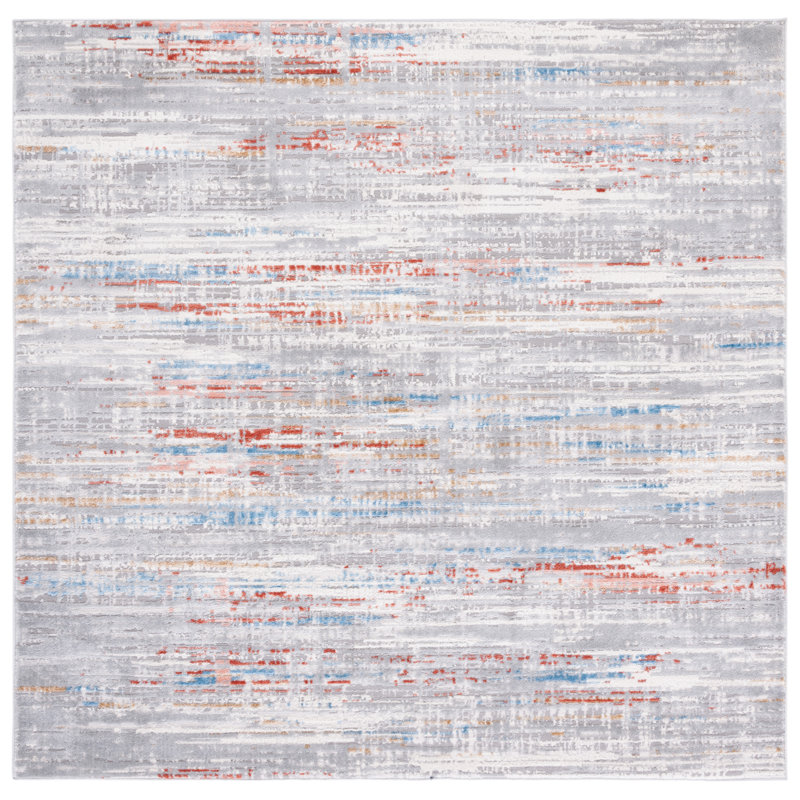 Shivan 100 Performance Abstract Rug, Square 6'7"