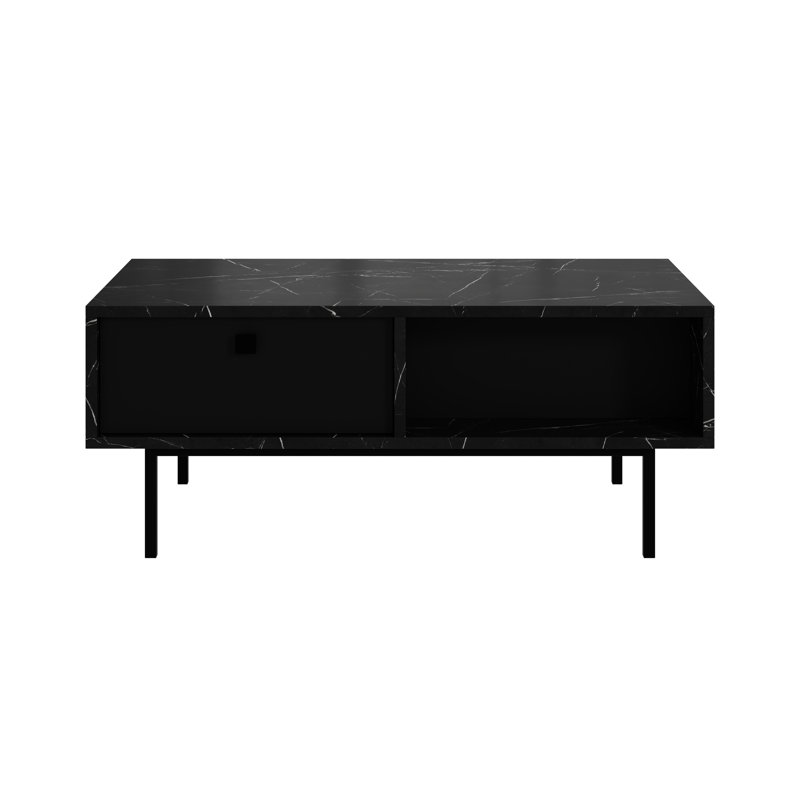 Coffee Table Ketan with Storage Space, Royal Marble Black