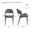 Ensemble de 2 chaises de salle à manger en polyuréthane, chaises d'appoint modernes avec coutures à oreilles, chaises de cuisine rembourrées pour petits espaces, dossier incurvé confortable avec pieds en métal noir robuste (gris)-965112960