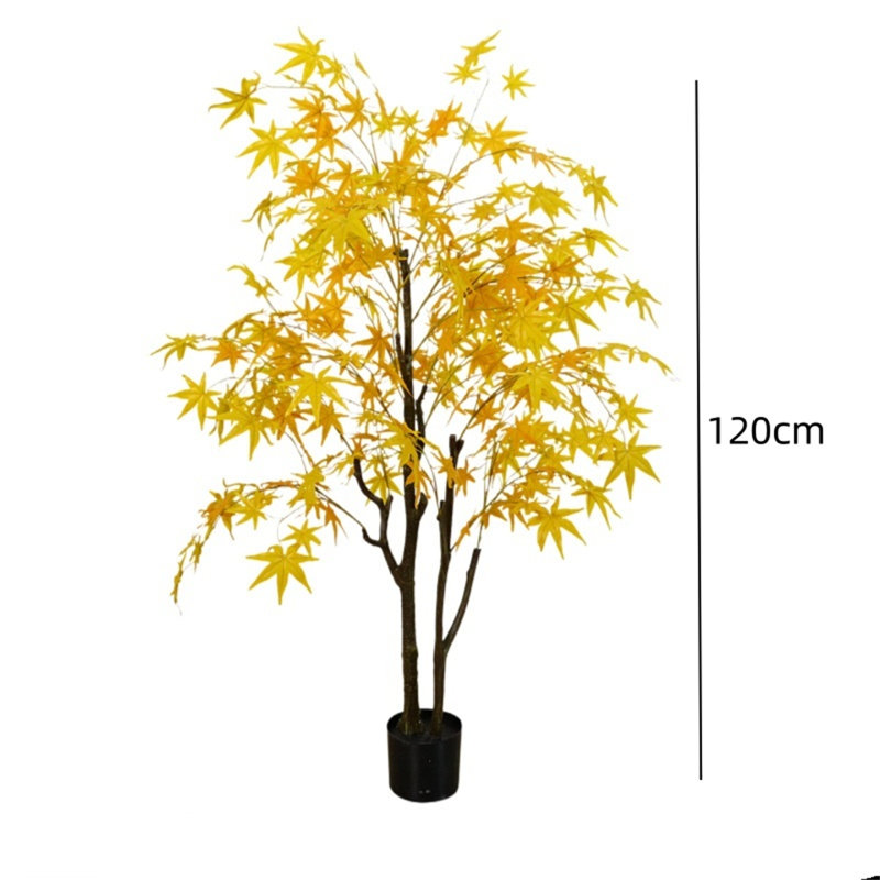 Artificial Maple Tree, Faux Yellow Maple Leaves Silk Maple Tree With Planter
