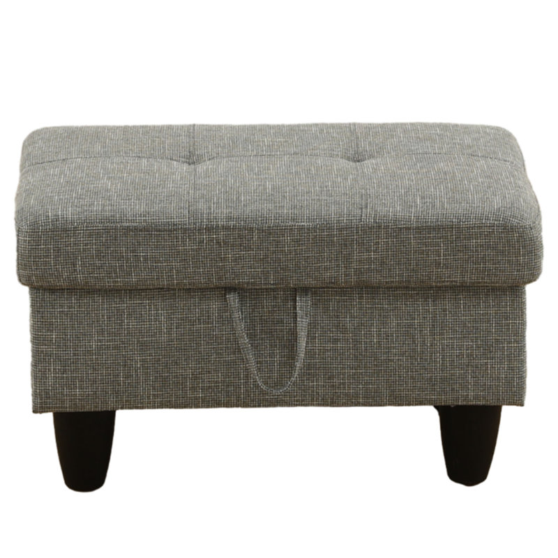 Andikan Upholstered Ottoman, Gray/Brown Linen Blend