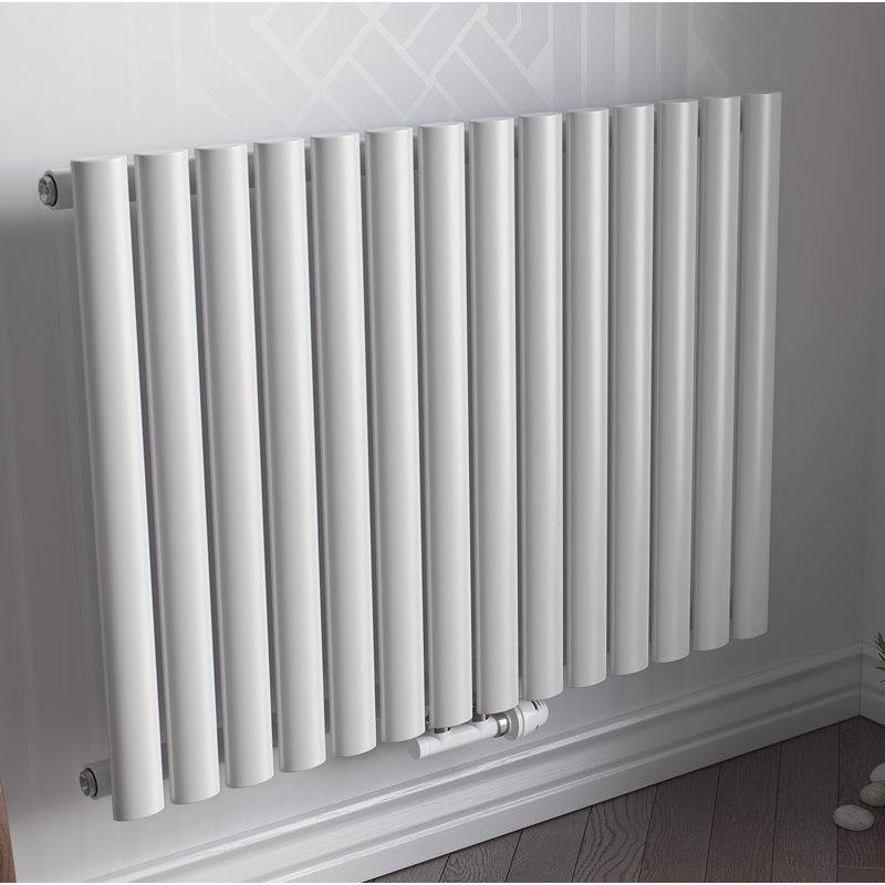 Angela Horizontal Oval Panel Radiators, 60cm H x 81.6cm W x 9cm D, White