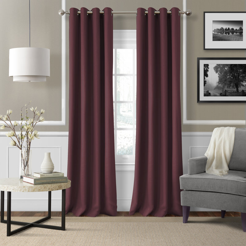 Taplin Linen Blend Semi Sheer Curtain Single Panel, Aubergine, 50" W x 108" L