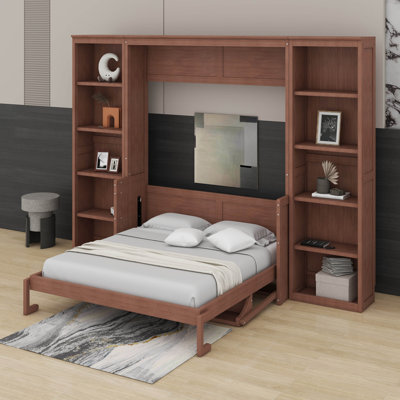 Lit escamotable double avec bureau et bibliothèque