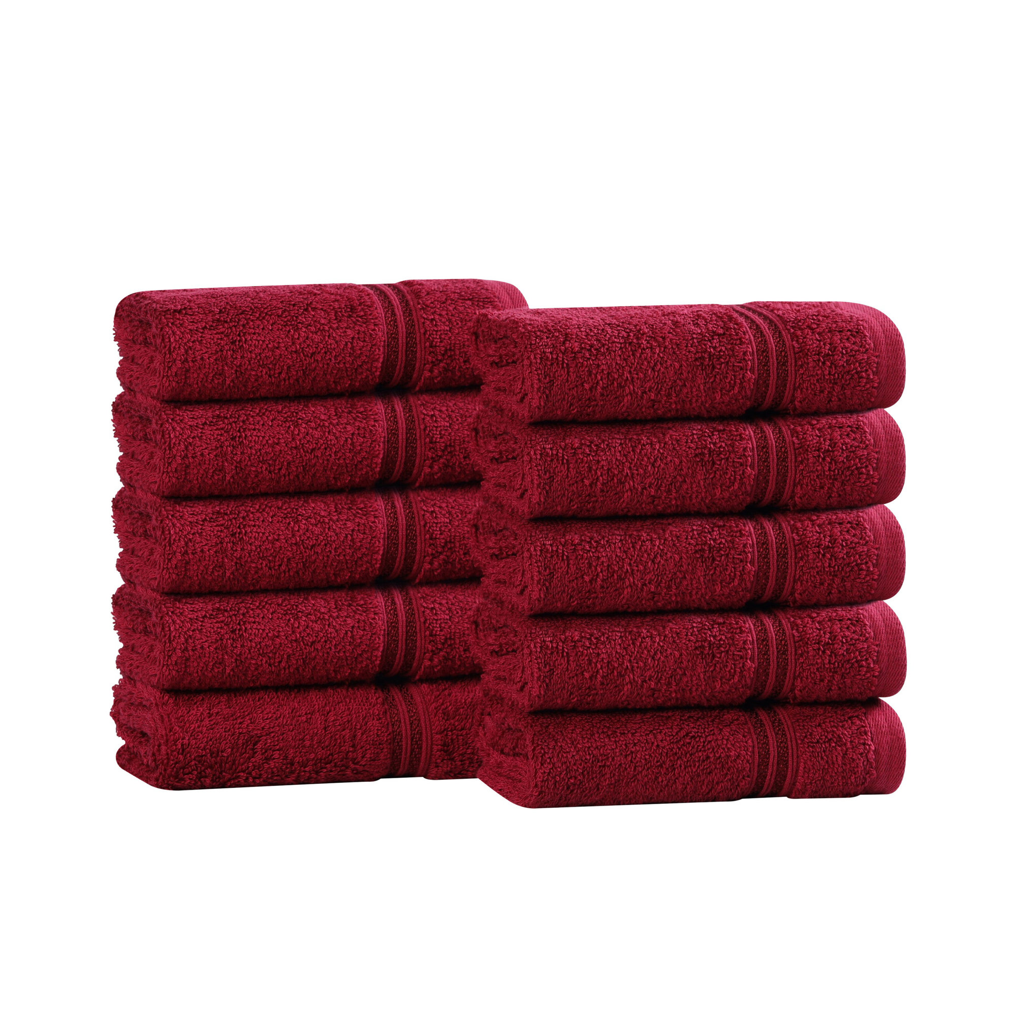 Oleg Certified Egyptian Cotton Highly Absorbent Washcloth Solid Medium Weight Face Towel, Burgundy