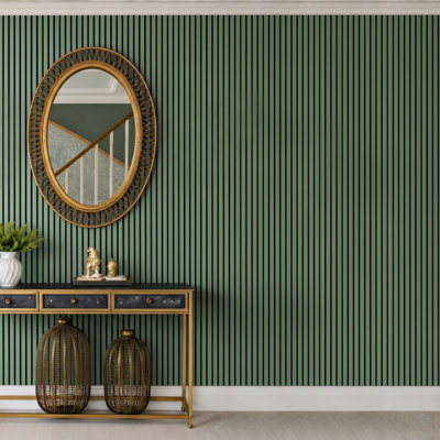 Panneau mural acoustique - 4 panneaux muraux en vinyle à lattes de bois 3D insonorisées 4 pièces x 106 po x 12,6 po (ensemble de 4 / 37,1 pieds carrés)