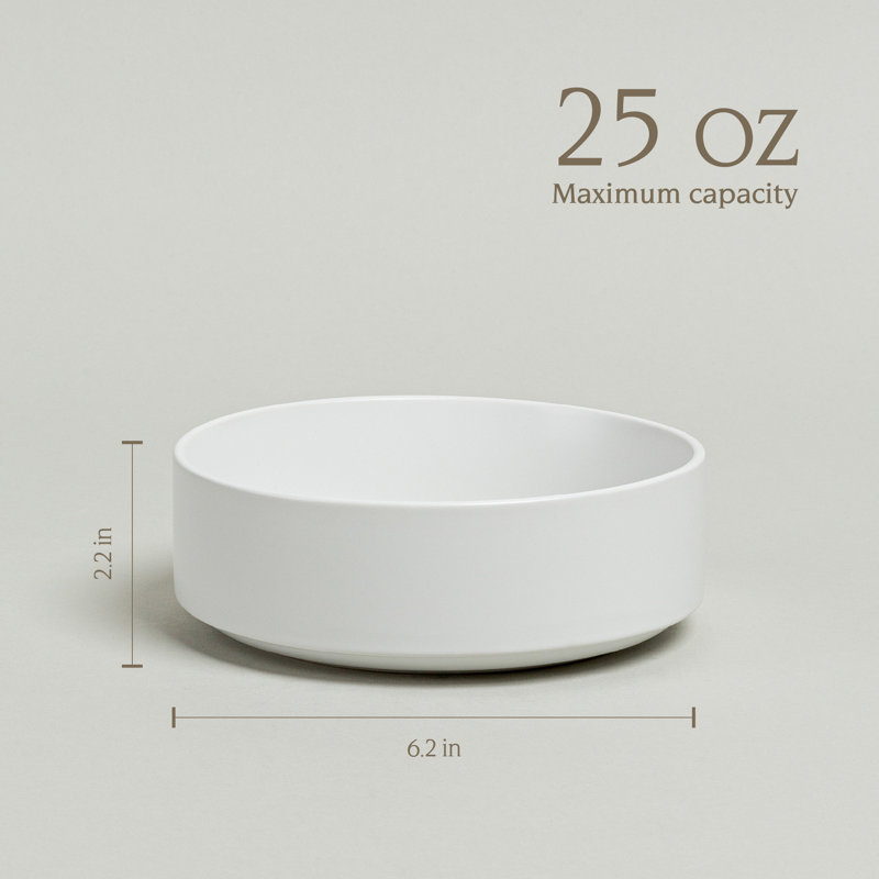 Stackable over&back Semi Hand-Finished Stoneware Cereal Bowls, White