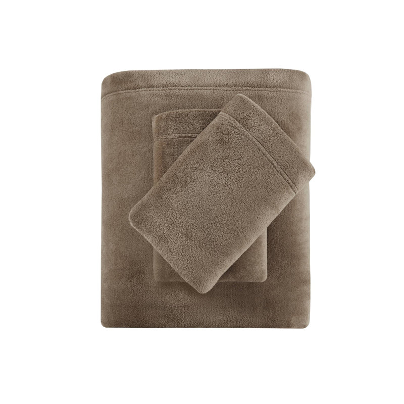 Madison Park Soloft Plush Brown Micro Plush 4-Piece Queen Sheet Set, Queen Sheet Set with 2 Pillowcases, Brown