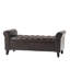 Banc de rangement moderne avec capitonnage à boutons et accoudoirs roulés sophistiqués, housse contemporaine de couleur unie -
