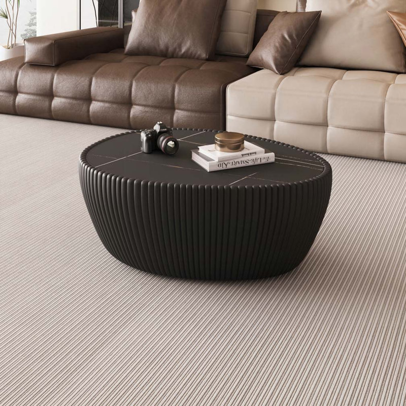 Table basse en cuir Eggs Shape, Noir