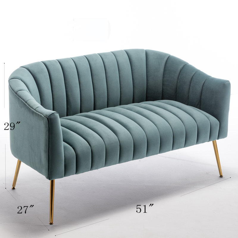Mossley 51'' Velvet Loveseat, Blue