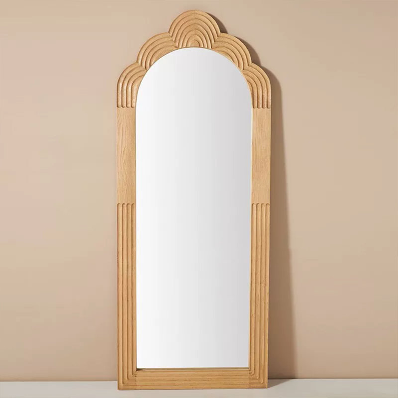 Retro carved arched mirror full-length mirror