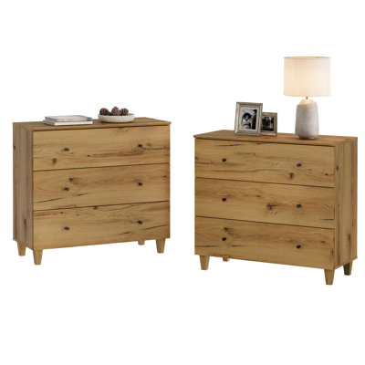 Ensemble de 2 tables de chevet modernes en bois, 3 tiroirs larges, chambre et salon, 35 pouces