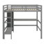 Lit double surélevé en bois pleine grandeur avec espace de travail et tablettes polyvalentes-1631575527