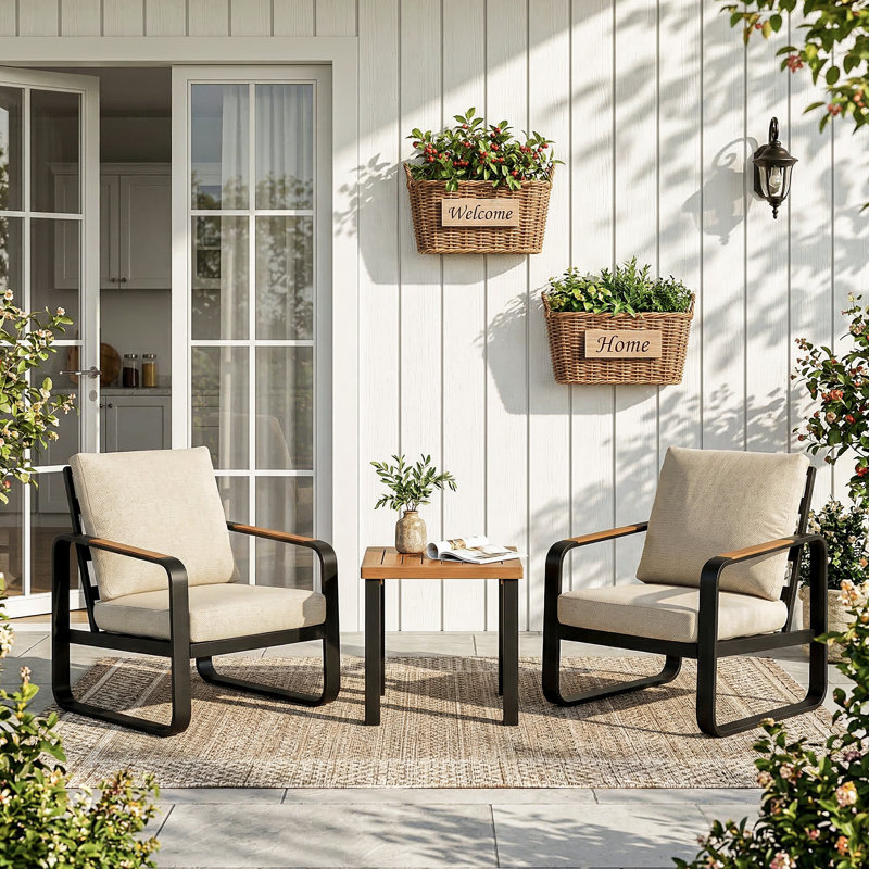 Ensemble de conversation pour patio 3 pièces, Blanc cassé / blanc
