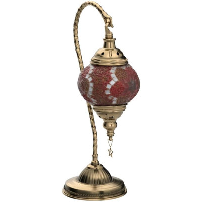 Turkish Moroccan Lamp With  Base 3 Way Color Changing Handmade Swan Neck Tiffany Mosaic Glass Bedside Lamps For Bedroom LED Bulb Included