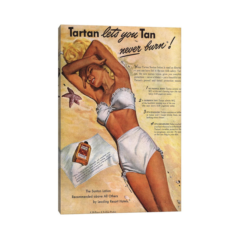 1940s Tartan Sunscreen Magazine Advert by The Advertising Archives - No Frame Gallery-Wrapped Canvas Giclée on Canvas