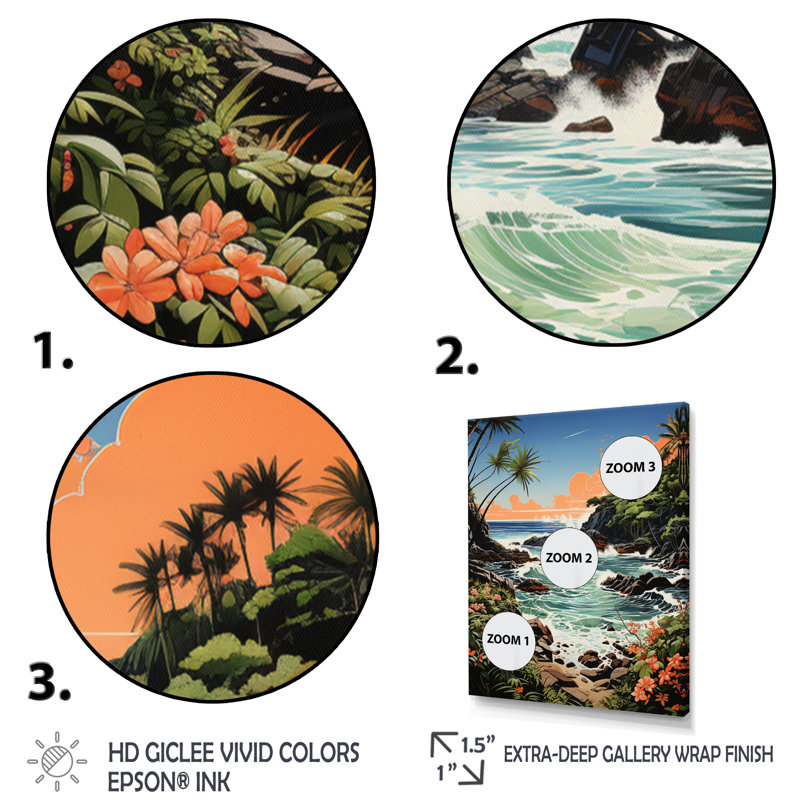«Bara Coastaltropical Tropical Paradise II», reproduction sur toile, H 20 po x l 12 po x P 1 po, Toile tendue