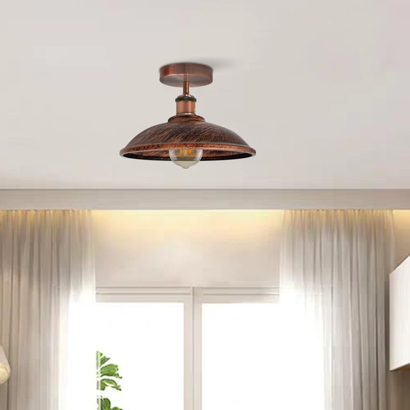 1 - Light Rustic Red Bowl Pendant