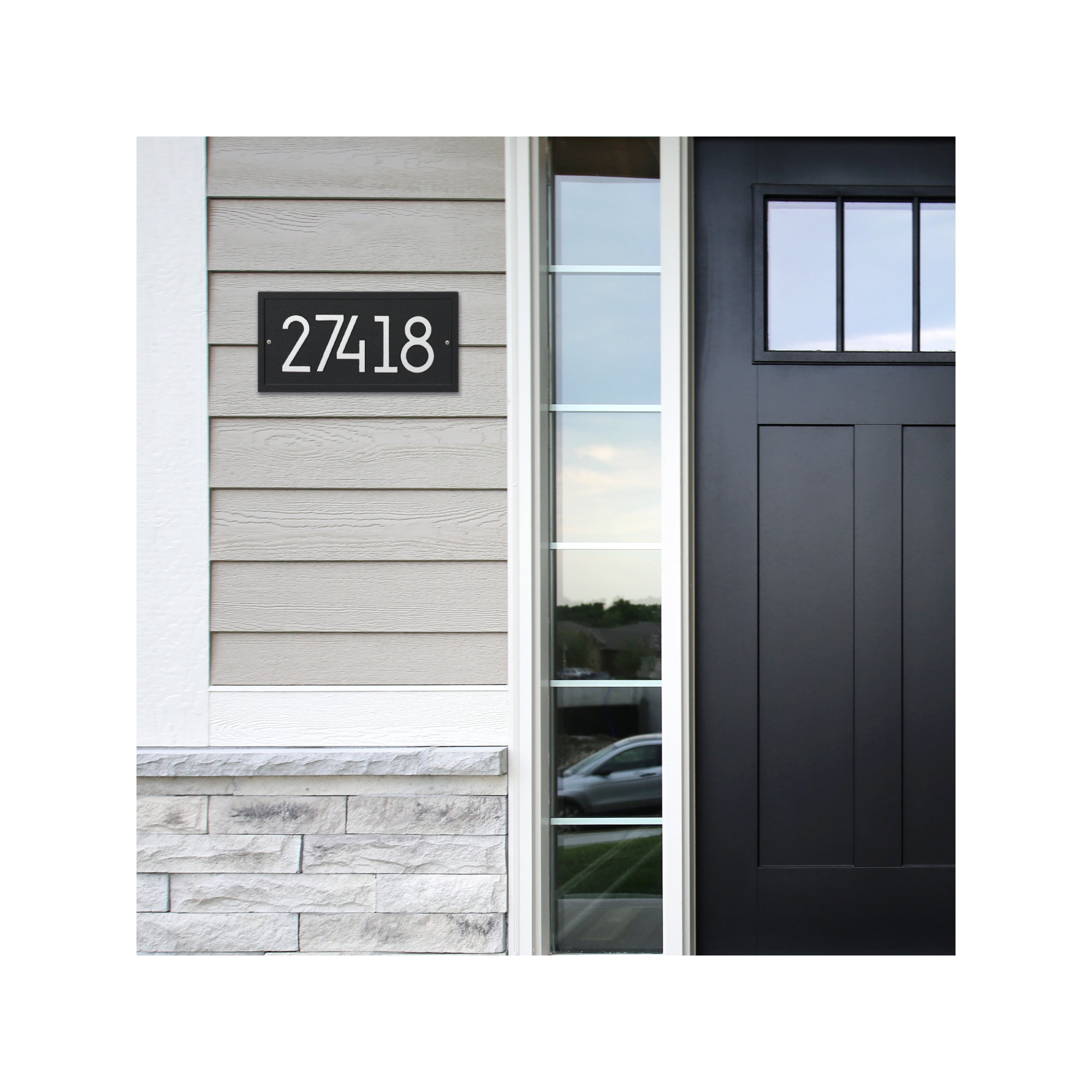Modern Address Plaque, Yes, Black/Silver