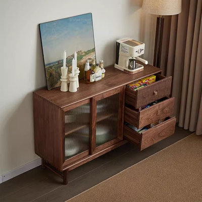 Modern Nordic Walnut Coloured Accent Cabinet