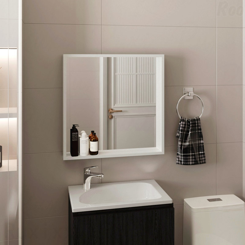 Medicine Cabinet With Mirror And Storage, Wall-Mounted Mordern Bathroom Organizer, White, White