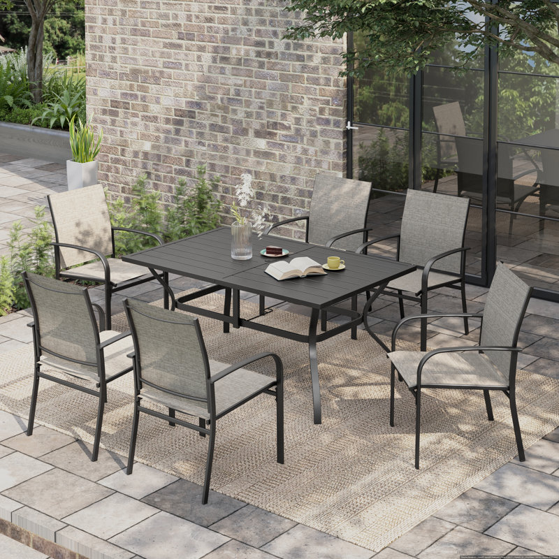 6 - Person Metal Patio Dining Set With Rectangular Table