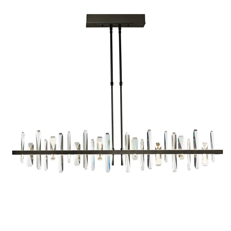 Luminaire suspendu linéaire pour îlot de cuisine Solitude, Bronze frotté à l'huile