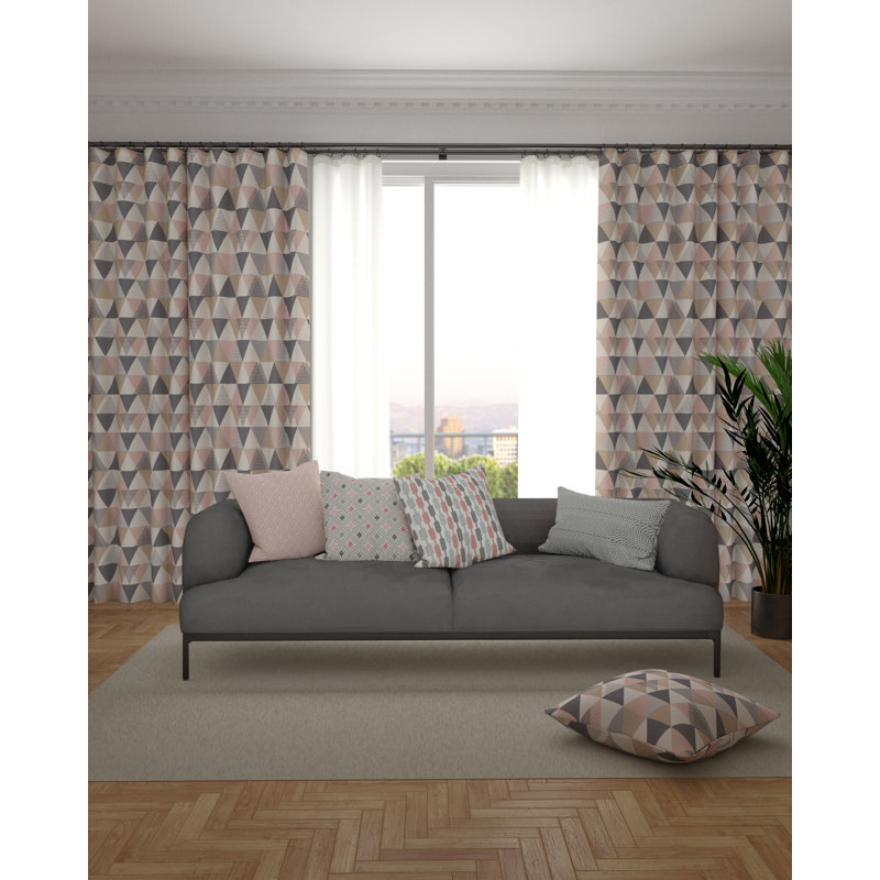 Amelia Geometric Square Throw, Blush Pink, Cushion Cover, 43 x 43cm