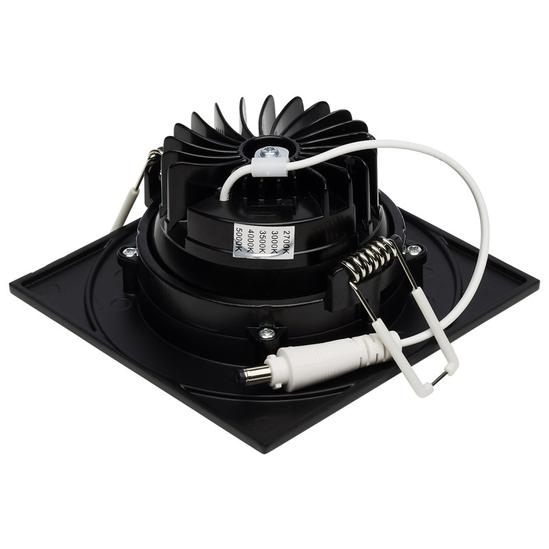 3.5" Square Selectable Color Temperature Dimmable Air-Tight IC Rated LED Canless Recessed Lighting Kit, Black