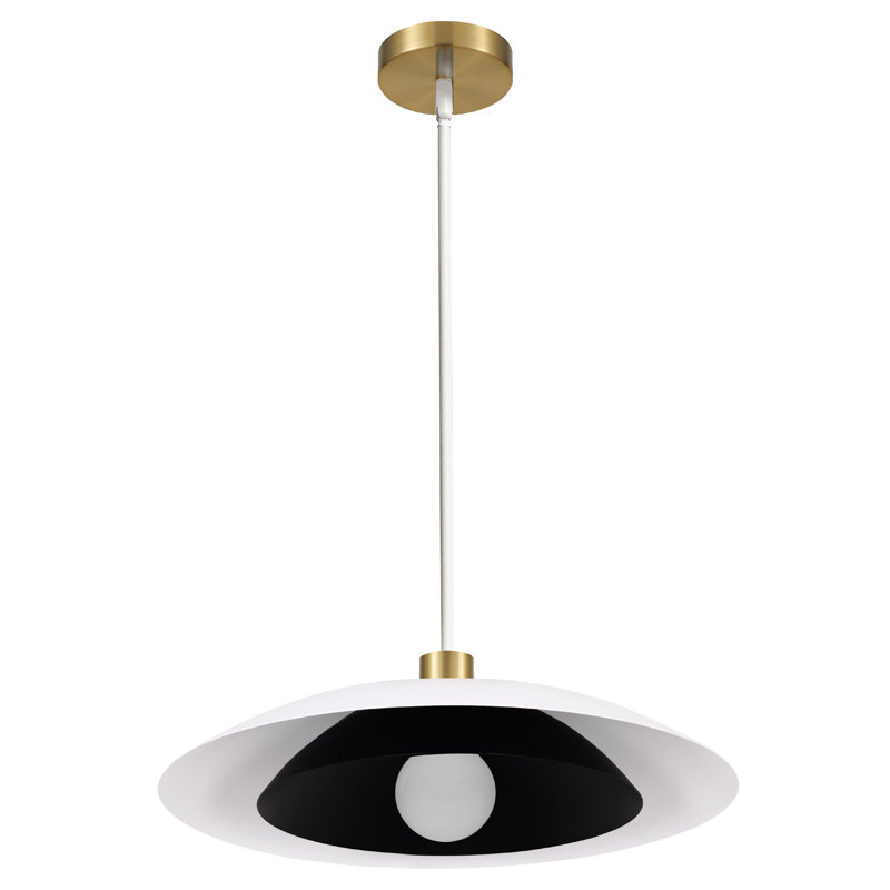 Luminaire suspendu 1 lumière Royston, Blanc mat / noir mat