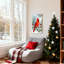 Ensemble de 3 impressions sur toile de Noël cardinal rouge sur une branche de pin enneigée-1360370741