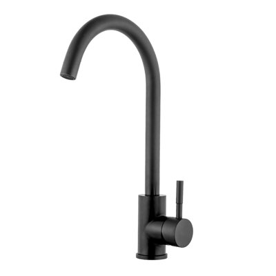 Black Kitchen Sink Faucet With Single Handles - 304 Stainless Steel, 360 Degree Rotatable Spout, Tarnish And Corrosion , Easy To Clean Mount, 1.75 Gpm Max Flow, Includes Hot & Cold Water Supply Lines