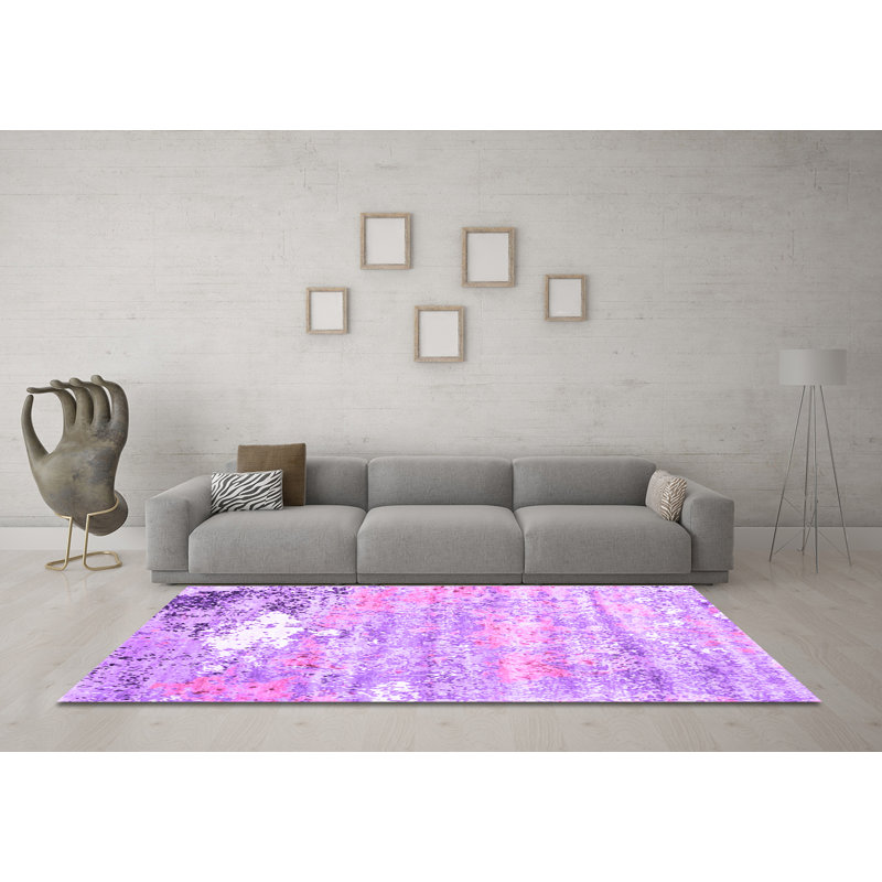 Washable Abstract Indoor Rug, Square 6'