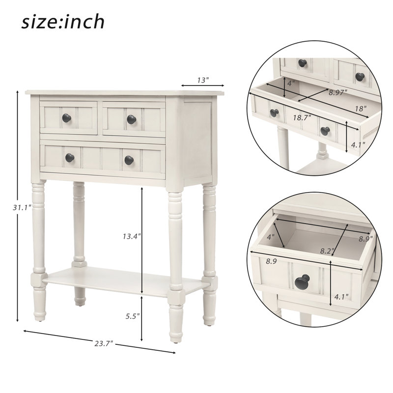 Rascoe 3 - Drawer Nightstand, Ivory White