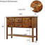 Console 48 po en bois massif avec 2 tiroirs, armoires et tablette inférieure, table à manger de style rétro pour le salon, la cuisine et la salle à manger-500896026