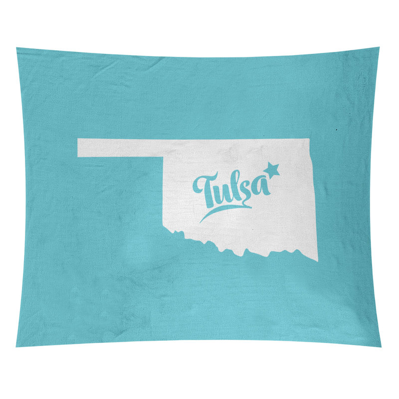 Tapisserie Tulsa Oklahoma, H 68 po x l 80 po, Bleu sarcelle